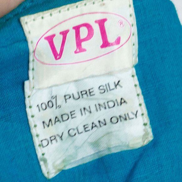 Vintage 80s Silk Beaded Jacket Boho Hippie Blue Highly Embellished Evening Coat - Picture 14 of 16